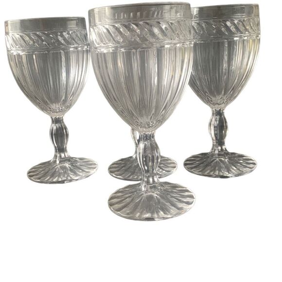 Vintage MIKASA Italian Countryside Crystal Goblet Glasses Water 7 1/8” Lot Set o - Picture 2 of 16